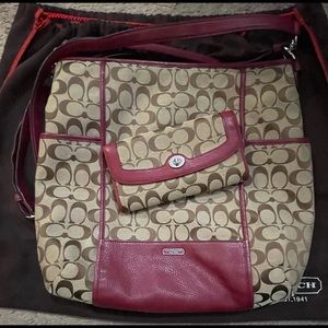 😍Auth GORGEOUS Coach Park Signature Hobo Shoulder Crossbody w/Wallet🤩